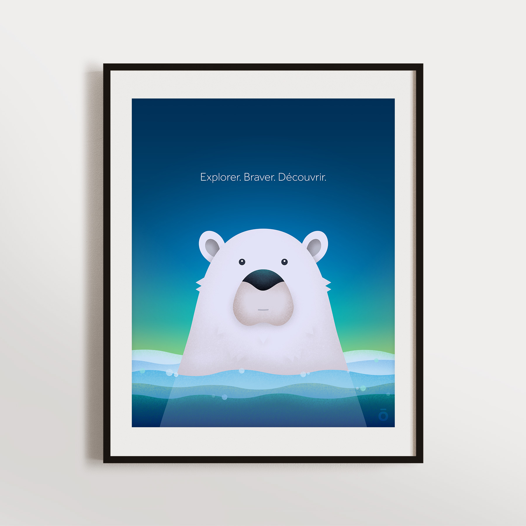 Affiche ours polaire - Aurore boréale