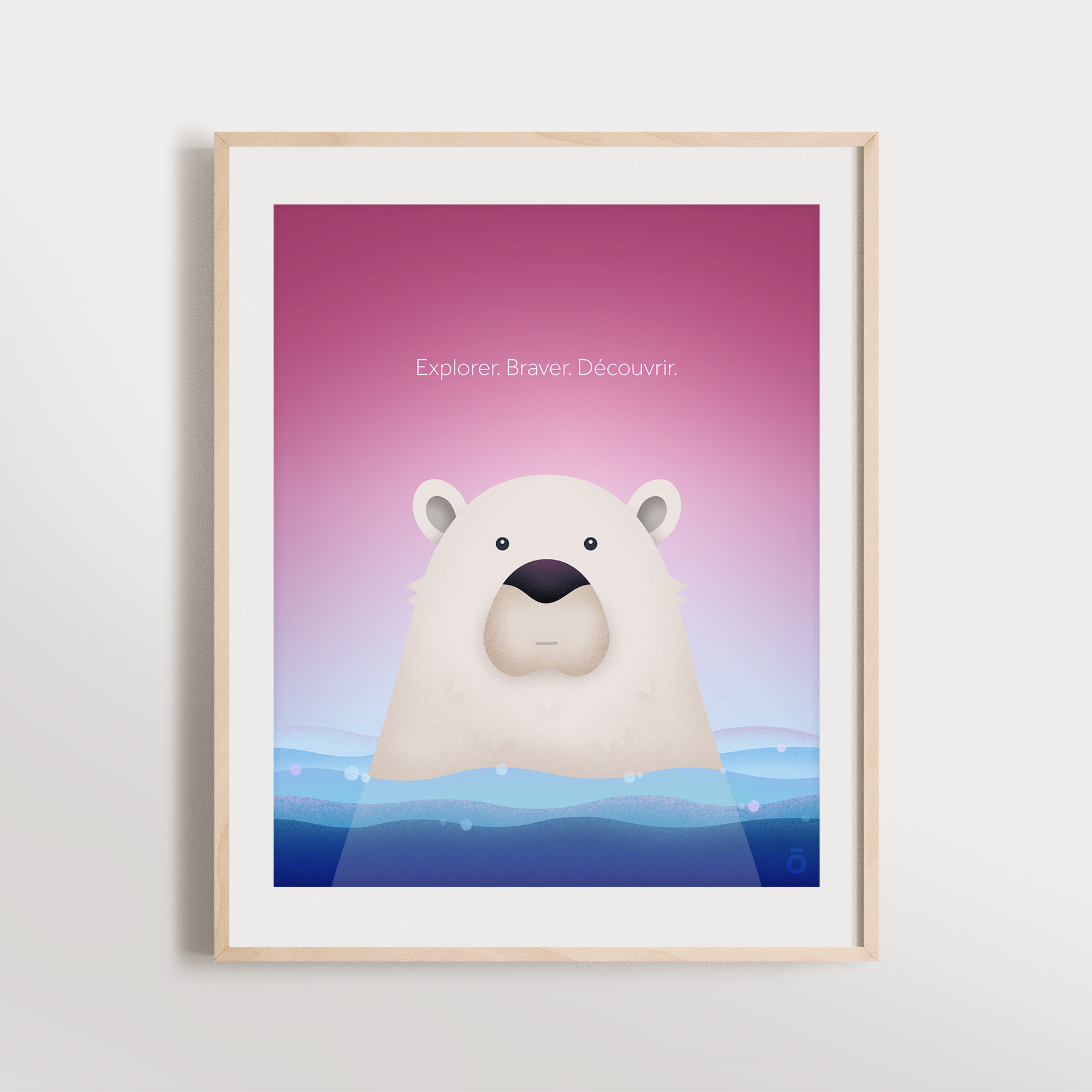 Affiche ours polaire - Frimas magenta