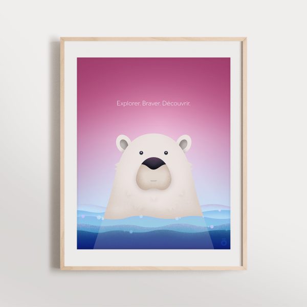 Affiche ours polaire - Frimas magenta