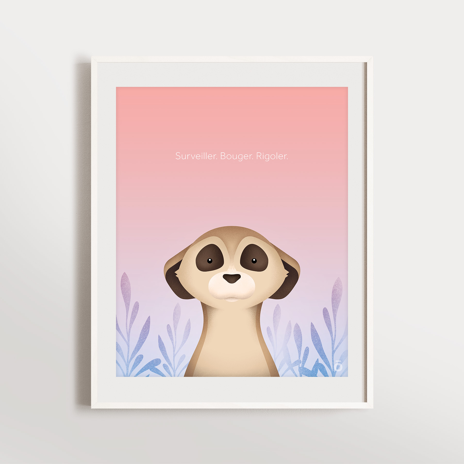 Affiche suricate – Calme rose