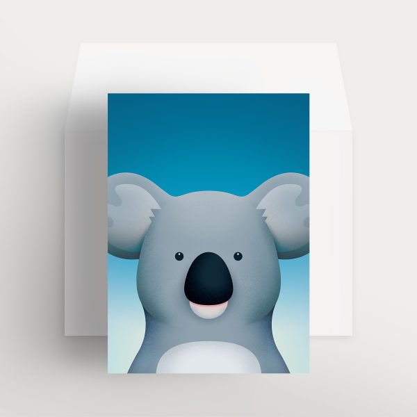 Carte de souhaits – Koala bienveillant (Bleu – Nuit lumineuse)