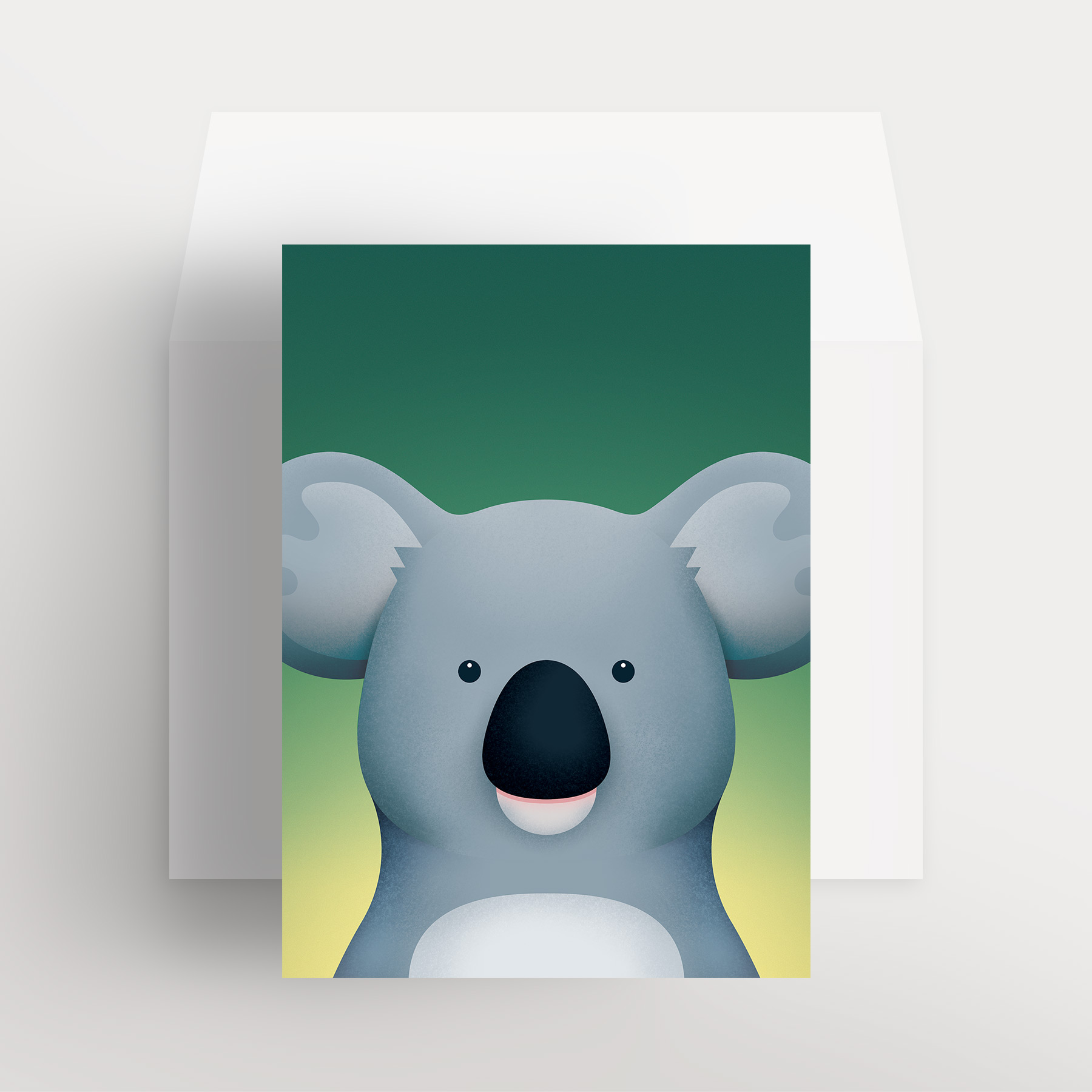 Carte de souhaits – Koala bienveillant (Vert – Forêt émeraude)