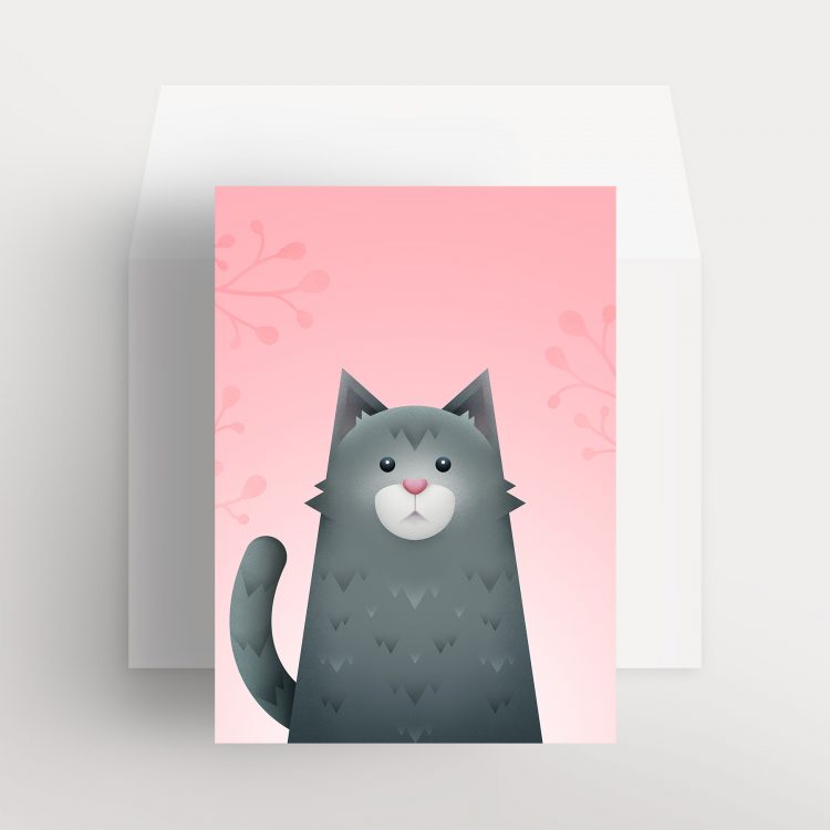 Carte de souhaits – Trois petits chats (Rose – Doux parfum)