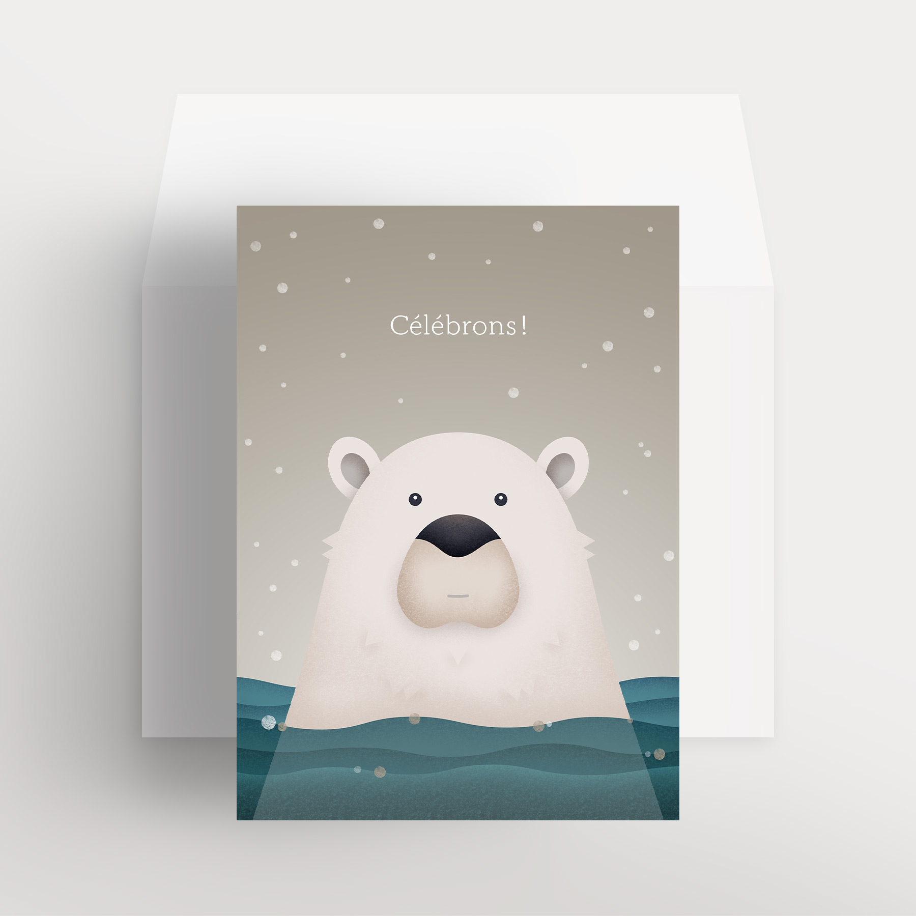 Carte de souhaits – Ours polaire paisible (Édition du temps des Fêtes)